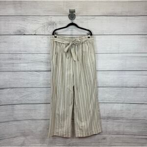 Kate & Sam Plus Size Tan Cream Striped Tie Waist Wide Leg Pants Size XXL